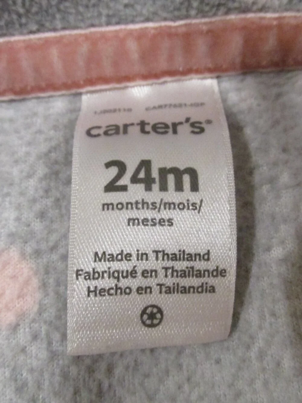 Carters Sleeveless Zip Up Vest Girls Size 24M Gray Pink‎ White Polka Dot Collar